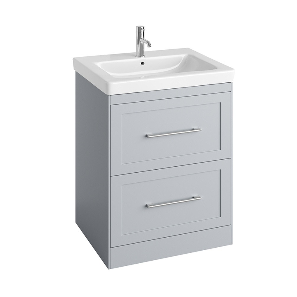 Product Cut out image of the Abacus Concept Shaker Stone 550mm Basin & Freestanding Vanity Unit with Chrome Furniture Handles